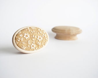 2 3/8" MAPLE OVAL | ALICE | Solid Maple Wood Cabinet Knob, Designer Wood Pull, Contemporary Wood Handle, Do It Yourself