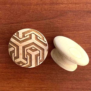 NEU 30 mm AHORN | Mid Century Geo Inspiriert | Massivholz Knauf Designer Holzknauf Schubladenknauf Holzgriff Do It Yourself | Wohndekor