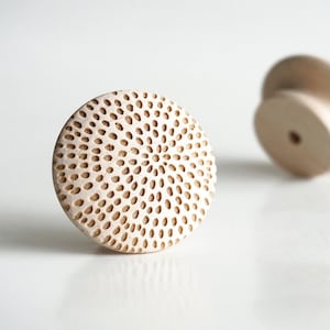 Solid Maple Cabinet Knobs | Wood Drawer Pulls Geometric Engraved Knobs | Mid Century Modern Hardware | Kitchen Cabinet Handles | Mix&Match