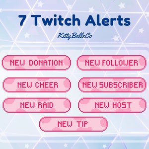 7 Twitch Alerts Pink Pixel Cow Print