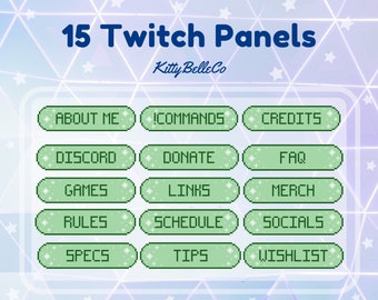 15 Twitch Panels Green Starry Pixel