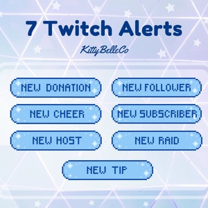 7 Twitch Alerts Blue Starry Pixel