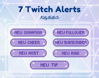 7 Twitch Alerts Purple Starry Pixel