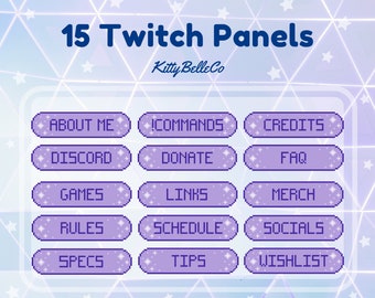 15 Twitch Panels Purple Starry Pixel