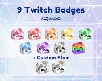 9 Milk Carton Sub Bit Badges with Custom Flair