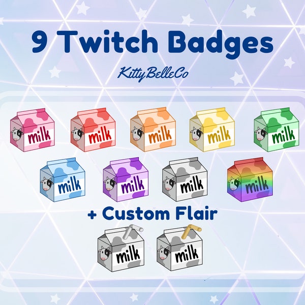 9 Milk Carton Sub Bit Badges with Custom Flair