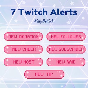 7 Twitch Alerts Pink Starry Pixel