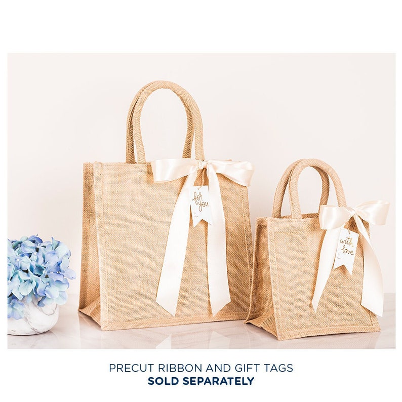 Medium Jute Burlap Bag, Wedding Favor, Wedding Welcome Bag, Burlap Bag, Bridesmaid Gift Bag, Jute Tote, Eco-friendly Bag, Bachelorette Favor image 1