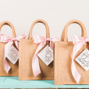 Medium Jute Burlap Bag, Wedding Favor, Wedding Welcome Bag, Burlap Bag, Bridesmaid Gift Bag, Jute Tote, Eco-friendly Bag, Bachelorette Favor image 9