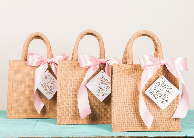 Medium Jute Burlap Bag, Wedding Favor, Wedding Welcome Bag, Burlap Bag, Bridesmaid Gift Bag, Jute Tote, Eco-friendly Bag, Bachelorette Favor image 9