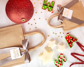 Christmas Gift Bag - Christmas Gift Wrapping - Small Medium Large Jute Bag - Burlap Bag - Ecofriendly Packaging - Favor Bag - Party Favor