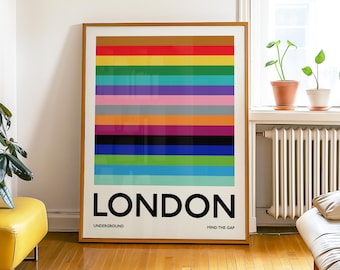 Impression d'art du métro de Londres : affiche des lignes de métro modernes (téléchargement numérique)