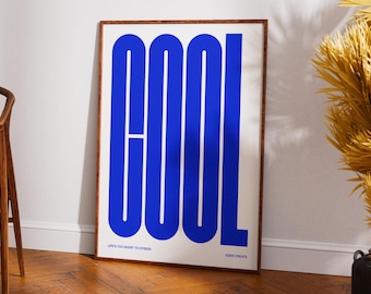 Cool Modern Wall Art in Blue | Minimalist Design | Design Studio Poster Gift | Cool Typography | Typographic Wall Art Home Decor to Print