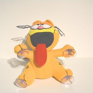 vintage Garfield window clinger by suction plush with tongue sticking out