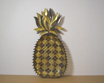 vintage copper and silverplated pineapple shaped dish