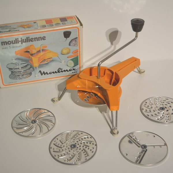 vintage orange/brown Moulinex Mouli Julienne vegetable grinder - made in France