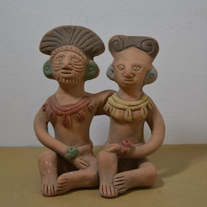 vintage terrakotta aztekisk / maya / mesoamerikansk primitiv skulptur