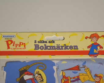 vintage neunziger 1997 Pippi Långstrump / Pippi Longstocking / Pippi Langkous / Fifi Brindavier Lesezeichen (2 Pakete) - gedruckt in England