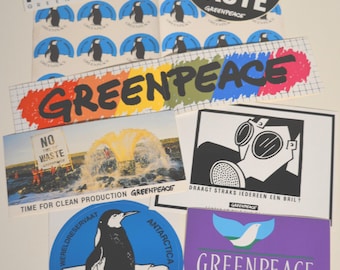 vintage Greenpeace-stickers / stickers / bumperstickers uit de jaren 80