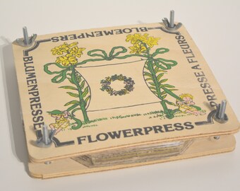 prensa de flores de madera vintage