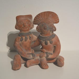 vintage en terre cuite aztèque / maya / sculpture primitive méso-américaine