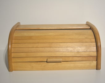 vintage houten broodtrommel met roldeksel