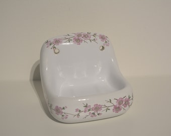 vintage 60's Porcelaine de Paris ceramic floral wall soap holder