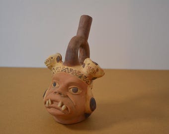 vintage precolumbian figurine vessel