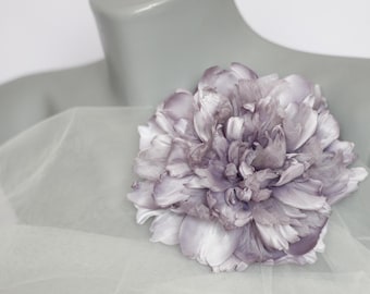 Silk Peony Brooch Handmade Flower Brooch Amethyst purple Floral Brooch Wedding Brooch Fabric Flower Pin Elegant Fashion Accessory