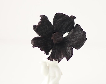 Handcrafted Natural Leather Boutonniere for Lapel - Stylish Poppy in Shades of Brown