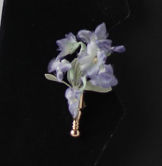 Elegant Poirot Lapel Pin Tussie Mussie Inspired Brooch for Men With Small Wild Violets Etsy