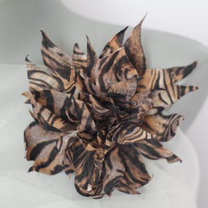 Tiger flower pin Fabric flower brooch Animal print pins