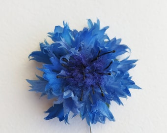 Blue cornflower wedding boutonniere, lapel pins men, something blue groom boutonniere