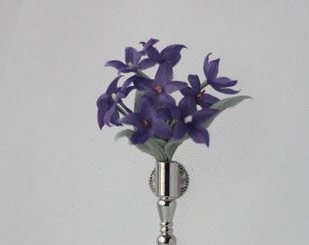 Poirot lapel pin Tussie mussie pin  Purple boutonniere Tiny pin