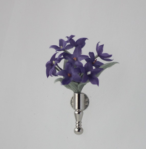 Poirot Lapel Pin Tussie Mussie Pin Purple Boutonniere Tiny Pin