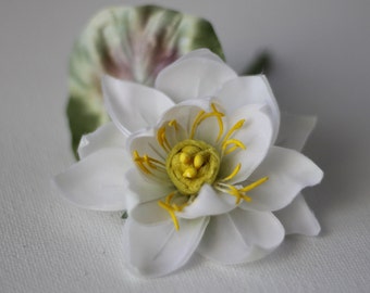 Silk lotus flower Asian wedding Boutonniere for men Lotus brooch