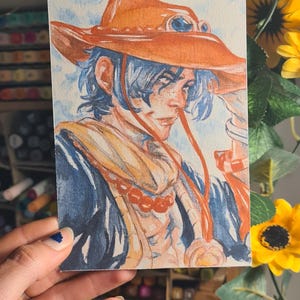 Druck Portgas D. Ace – One Piece Portrait – Original Aquarell Illustration – Anime Fanart