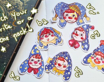 Clown bunny sticker star cute chibi circus moon space