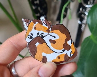 Clay Cat Companion charm pins gouache animal calico angry