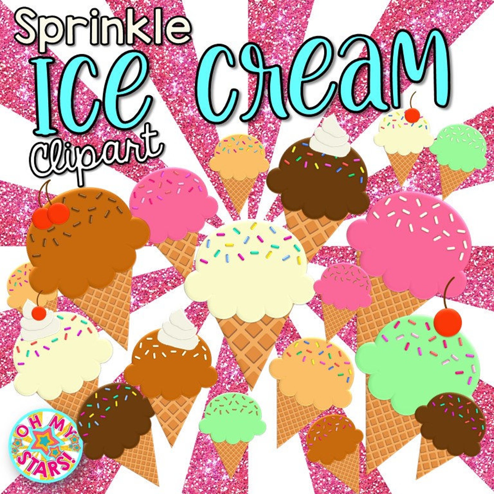 Sprinkle Ice Cream Clipart/Reward Online Teaching Reward Etsy