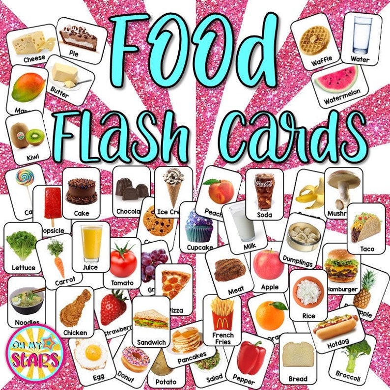 Food Flash Cards Online Teaching Resource online ESL Etsy