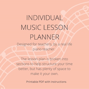 Individual music lesson planner PDF,Piano printable,Music theory resource,Digital download,Piano teacher resource,piano lesson structure