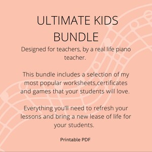 Ultimate kids bundle,Piano printable worksheet for children, printable PDF, music theory resource, instant download piano game,Sheet music