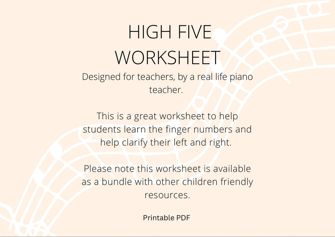 High Five Worksheet,music Theory,music Lessons, Piano Lessons, Student ...