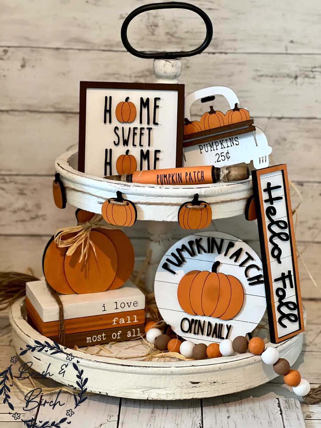 Handmade Fall Tiered Tray Set, Pumpkin Spice Decor - Etsy