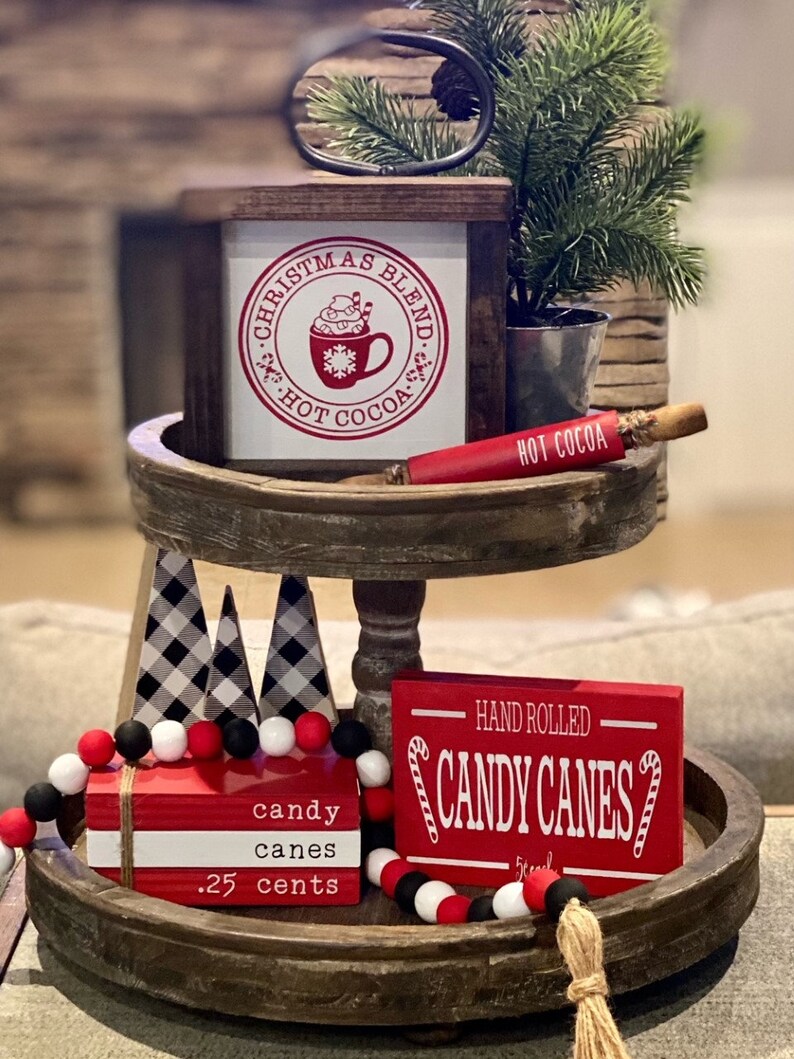 Christmas Rolling pins Christmas Tier Tray Decor Holiday Etsy