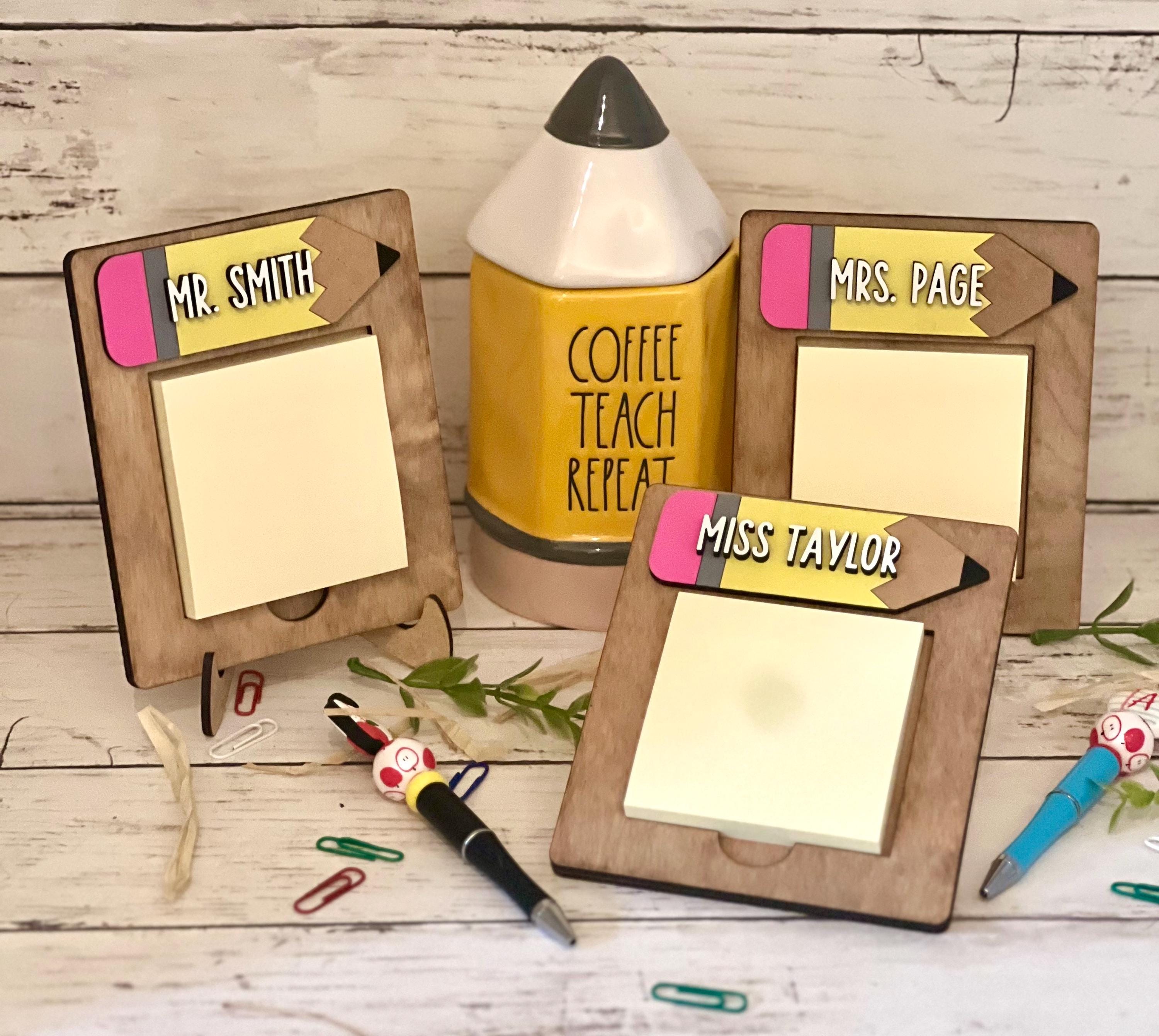 Personalized Teacher Sticky Note Holder - Custom Wooden Notepad Gift - Etsy