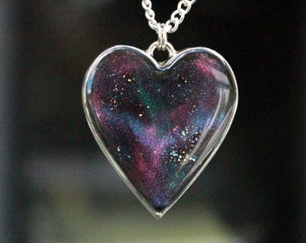 Galaxy Resin Necklace - Heart
