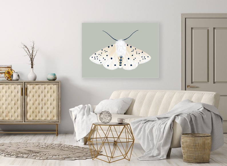 White Ermine Moth, Instant Dowload, Butterfly Print, Insect Printable, Moth Illustration, Moth Wall Art, Fluffy Speckled Moth, 18x24, 8x10 image 4