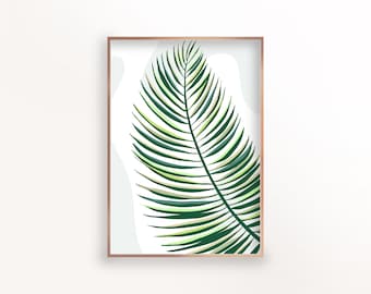 Palm Leaf Wall Art, Tropical Leaf Print, Leaf Poster, Palm Tree Print, Foliage Botanical Greenery, Plant Lover Gift, Printable download